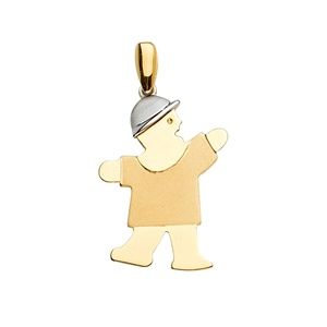 14K Two Tone Gold  Boy Pendant